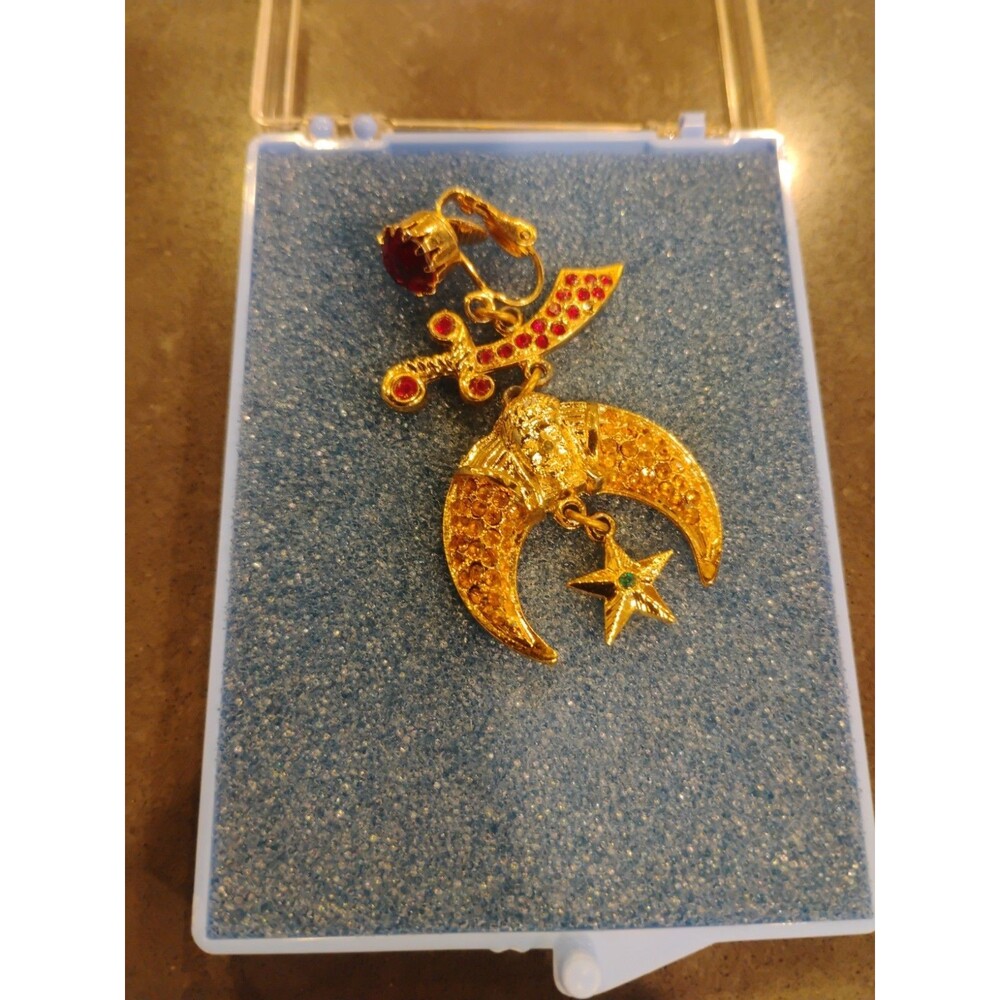 Mason’s Regalia Masonic Shriners Jewelry with Display Box Sword Moon Stars
